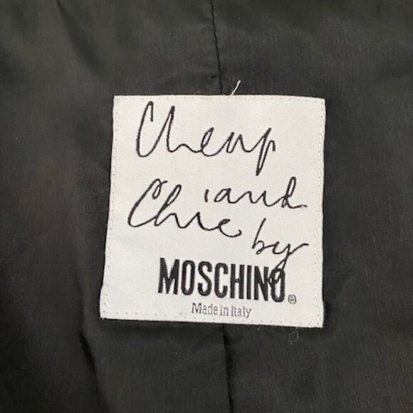 MOSCHINO Cheap & Chic Single Button Black Cropped Suit Blazer Jacket Sz 6 - Picture 11 of 14